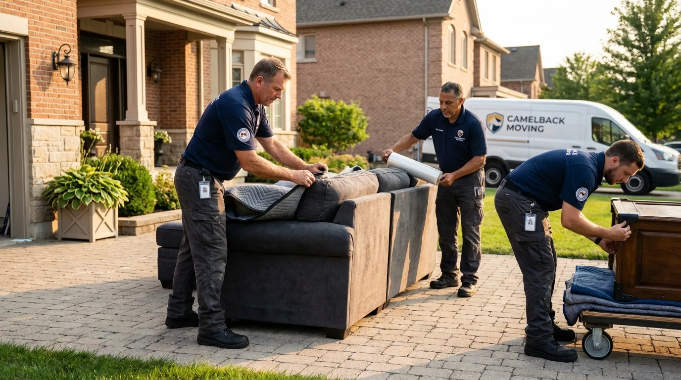 Large estate moving crew wrapping furniture in Lake Luzerne, NY